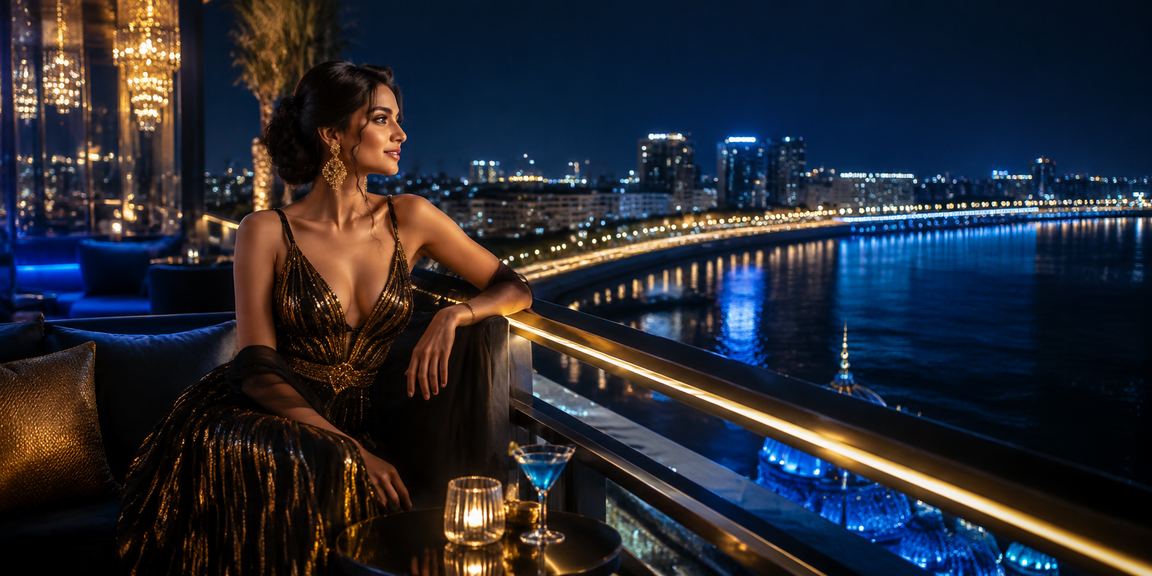 Ahmedabad riverfront with VIP betting and blue gold ambience