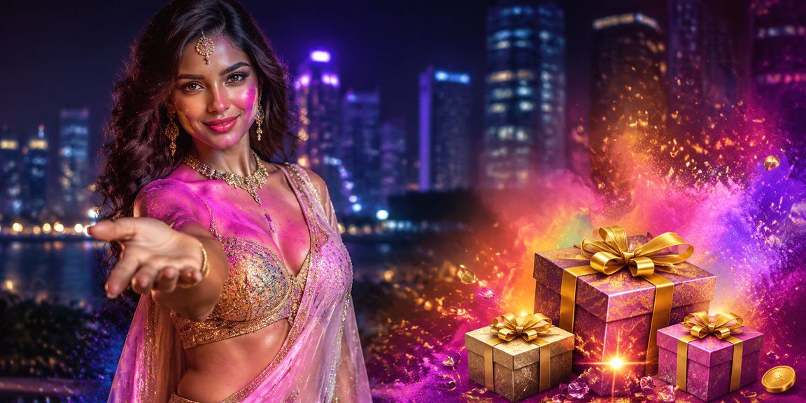 Colorful Holi festival celebrating deposits and betting in India